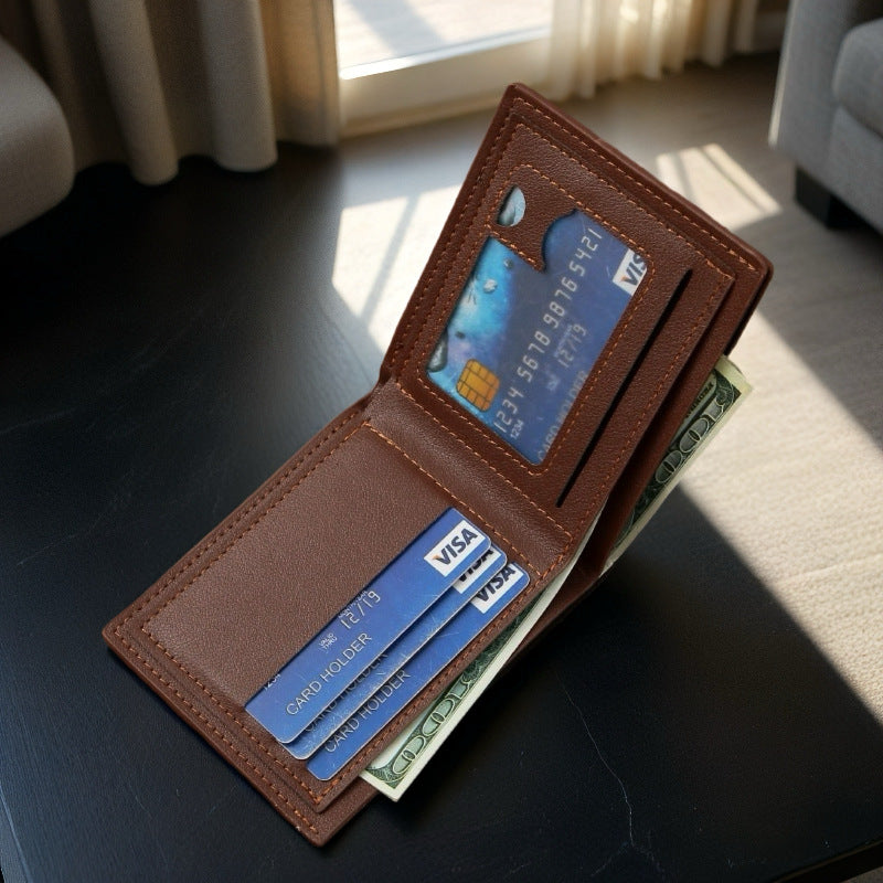 Mens Bi-fold PU Leather Wallet